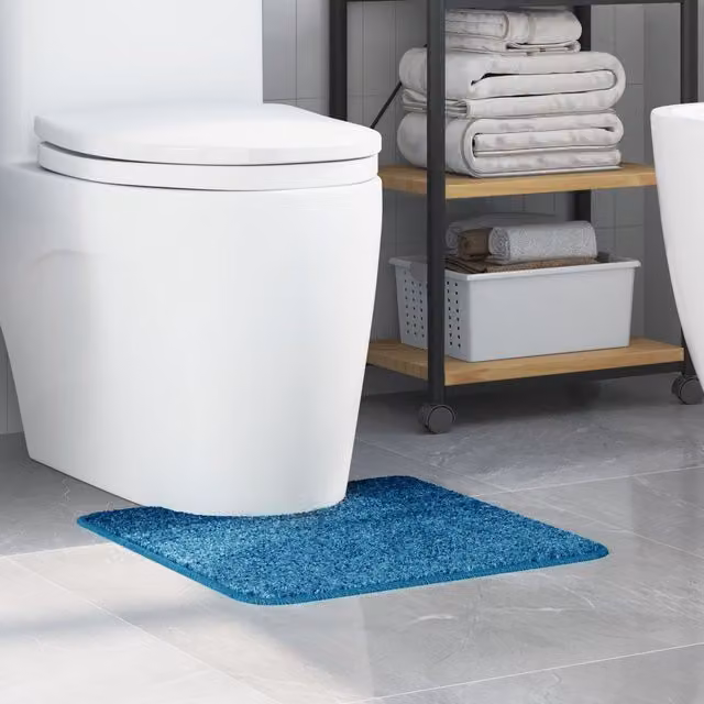 Berkfield Home U-Shaped Non-Slip Bath Mat, Blue, W/D/H: 50 x 50 x 1 cm