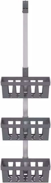 Berkfield Home Adjustable Aluminium Shower Hanger Shelf in Silver, W: 30 cm, D: 15 cm, H: 67-105 cm