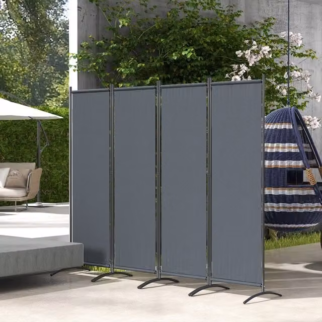 Outsunny 4 Panel Folding Room Divider Paravent in Grey