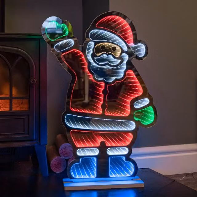 Samuel Alexander 60cm Waving Santa Christmas Infinity Decoration with Multi-Coloured LEDs