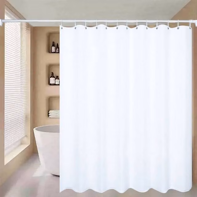 Kelvenix White Mould-Resistant Polyester Bathroom Shower Curtain, W: 180 cm x H: 180 cm