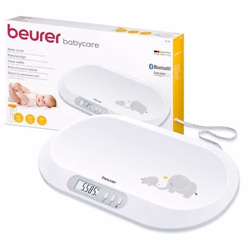 Beurer BY90 White Baby Scale with Bluetooth App Control and Integrated Measuring Tape