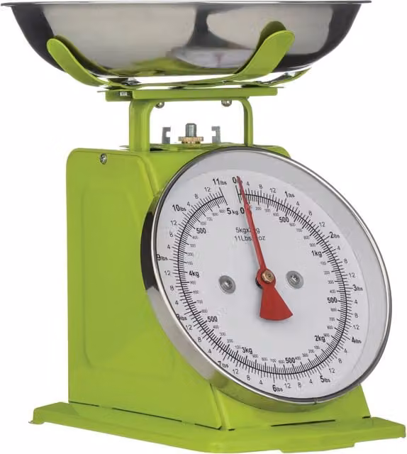 Orsina Retro Style Manual Kitchen Scale, 5kg Capacity, Silver and Green