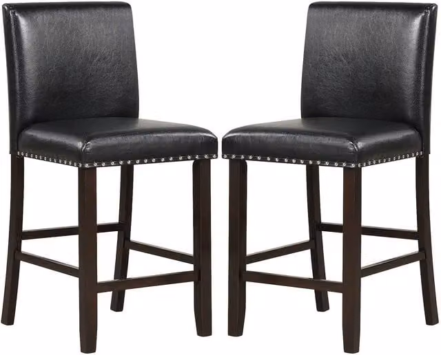 Set of 2 Costway Upholstered Dining Chairs in Black Synthetic Leather
