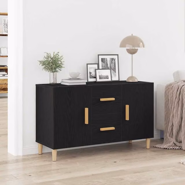 Berkfield Home Black Oak Sideboard, W/D/H: 100 x 36 x 60 cm