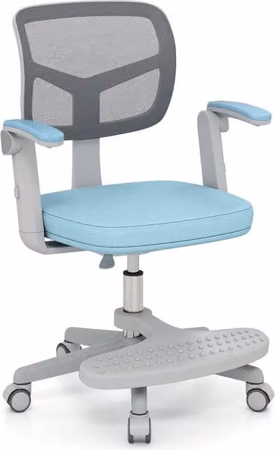 Costway Blue Kids Study Chair with Adjustable Height, Swivel Function and Armrests