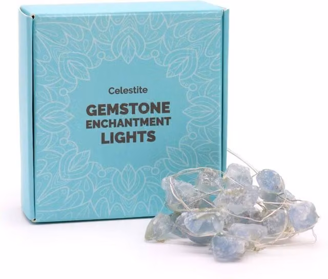 KDMD Celestite and Rose Quartz Gemstone USB LED Decor Lights in Light Blue