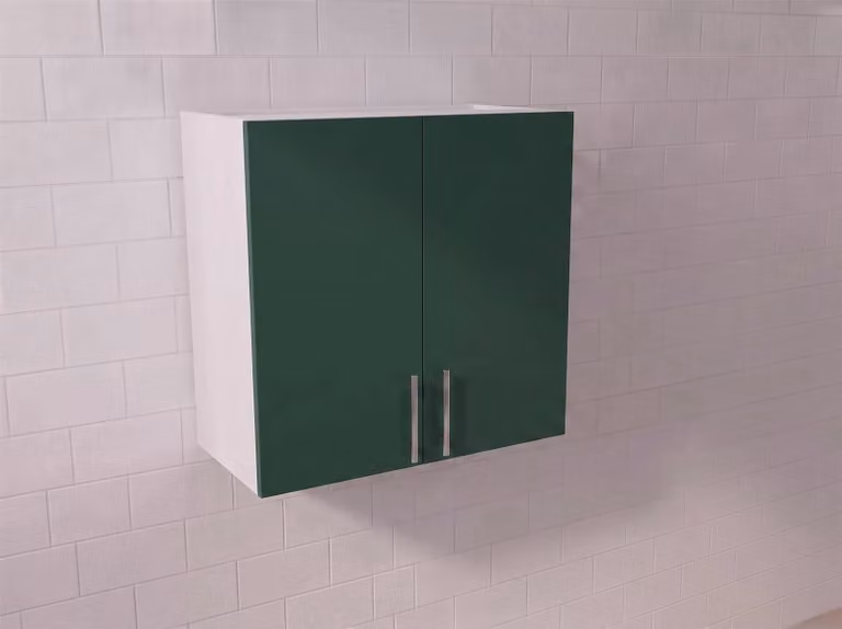 Modern Matt Green Kitchen Wall Unit with Hinged Doors, W: 90 cm, H: 72 cm, D: 32.8 cm