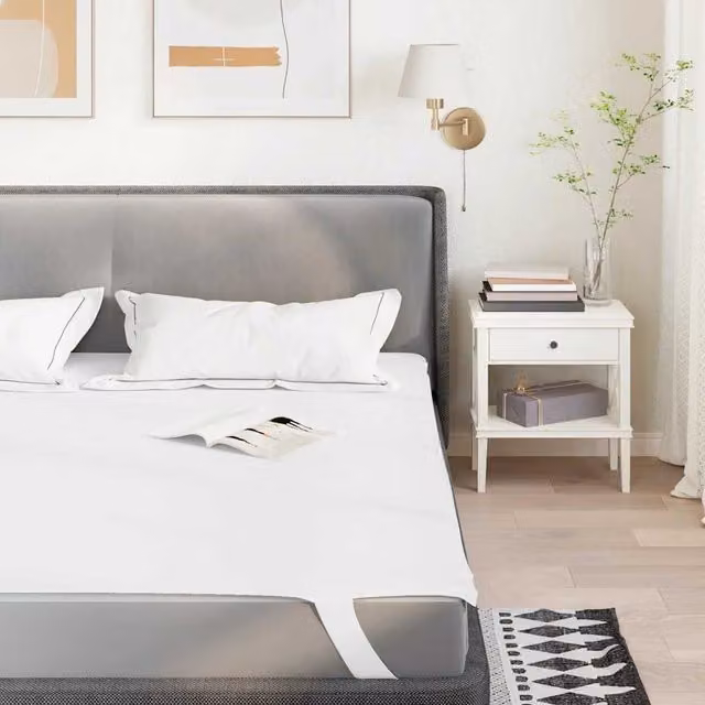 Berkfield Home Waterproof and Breathable Mattress Protector in White, W/D/H: 90 x 220 cm