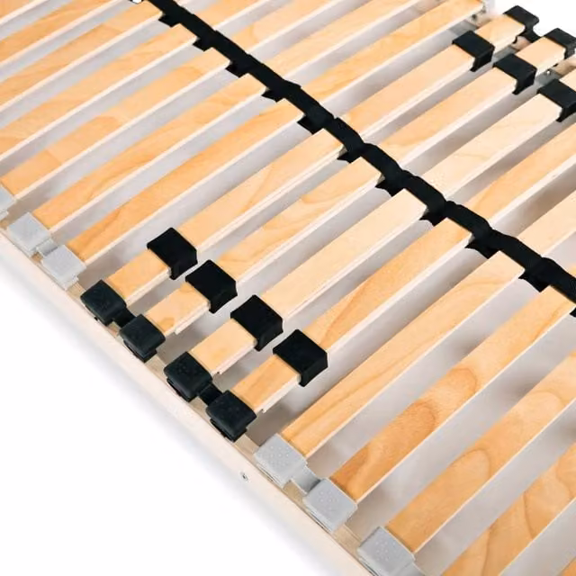 Berkfield Home Set of 2 Slatted Bed Bases with 28 Wood Slats and 7 Zones, W/D/H: 80 x 200 cm, Beige