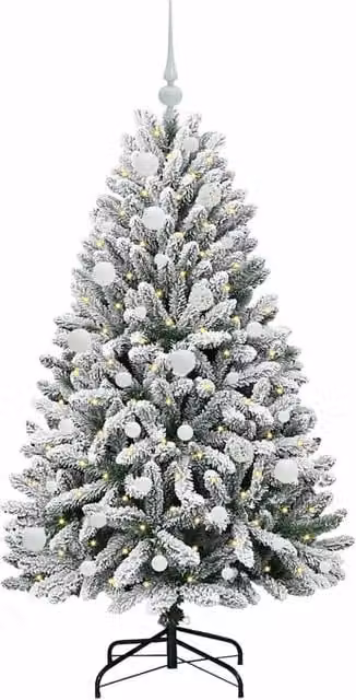 Berkfield Home Elegant Artificial Christmas Tree in Green and White, Height: 150 cm