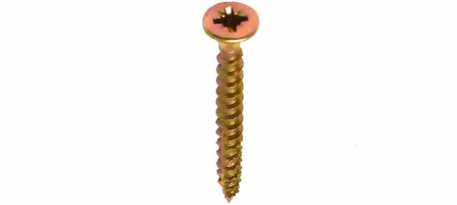 Axel High Performance Self-Countersinking Wood Screws, Pozidriv, Yellow Zinc, Box of 100, Diameter: 6.0 mm, Length: 200 mm