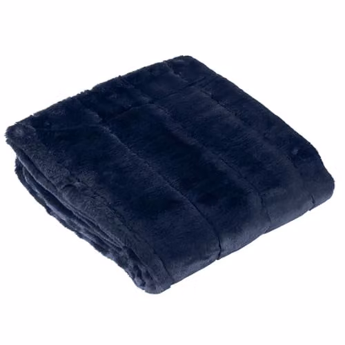 Paoletti Empress Faux Fur Throw in Navy, W: 140 cm x L: 200 cm