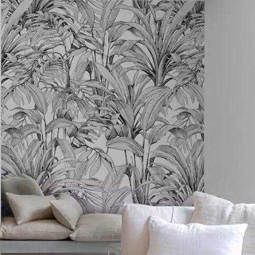 Grandeco Aliare Botanical Palm Jungle 3 Panel Repeatable Mural, White, W: 159 cm, H: 280 cm