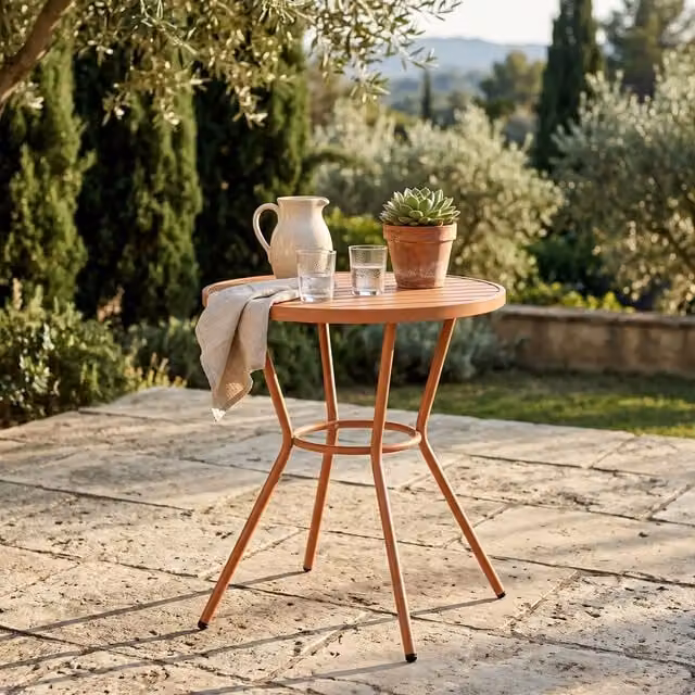 Core Products Round Garden Bistro Table in Plastic and Metal, Diameter: 70 cm, Height: 70 cm