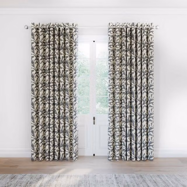 Helena Springfield Simply Scandi Leni Lined Floral Curtains, Beige and Grey, W: 167.64 cm, H: 182.88 cm
