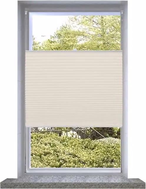 Berkfield Home Single Pleat Plisse Blind in Beige, W: 110 cm, H: 150 cm
