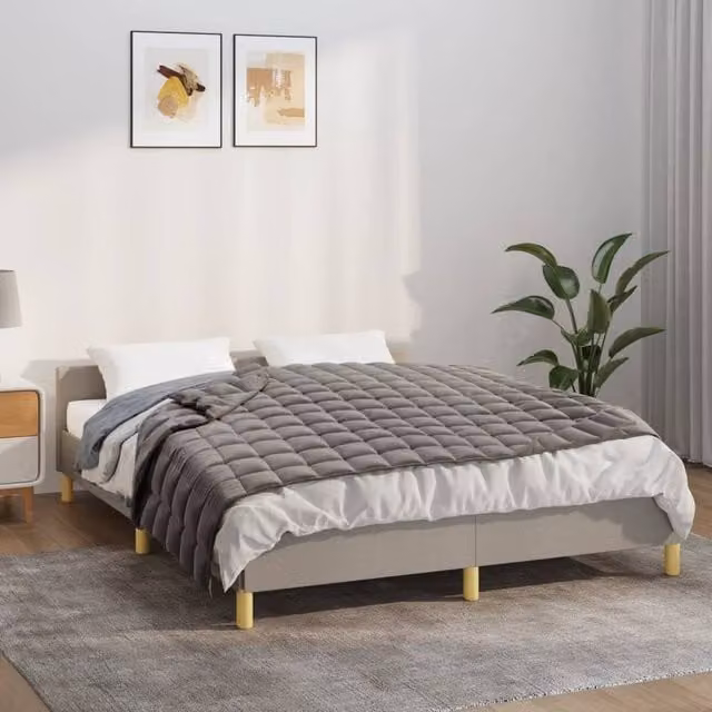 Berkfield Home Grey Weighted Blanket with Glass Beads, W/D/H: 150 x 200 cm, 11 kg