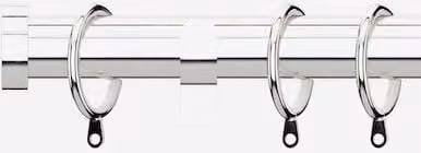 New Edge Blinds Polished Chrome 28mm Metal Curtain Pole in Silver, Length: 180 cm