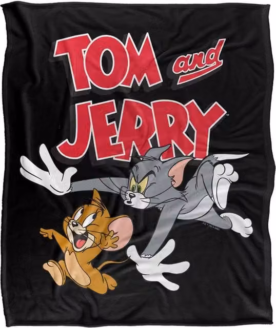 Warner Bros. Tom & Jerry Chase Me Silky Touch Super Soft Fluffy Throw Blanket, Multicolour, Extra Large