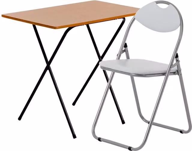 Harbour Housewares Wooden Folding Desk and Chair Set in White and Brown