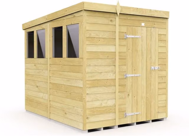 Buttercup Farm Brown Pent Shed with Single Door and Windows, L231 x W158 x H201 cm