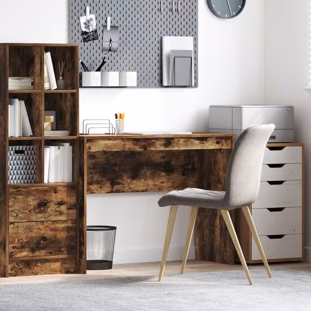Berkfield Home Writing Desk in Smoked Oak Brown, W/D/H: 100 x 40 x 76 cm