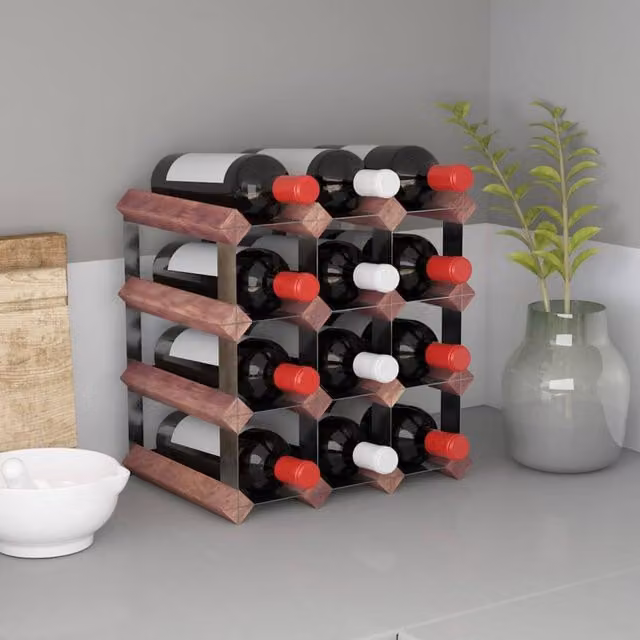 Berkfield Home Rustic Brown Solid Pine Wall Mounted Wine Rack for 12 Bottles