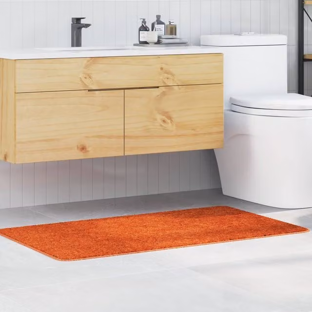 Berkfield Home Rectangular Non-Slip Bath Mat in Orange, W: 70 cm, L: 120 cm