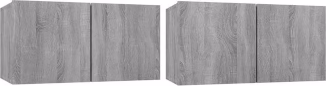 Berkfield Home Grey Sonoma Hanging TV Cabinet, 2 Piece Set, W/D/H: 60 x 30 x 30 cm