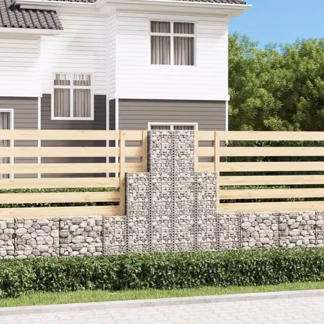 Berkfield Home 6 Piece Silver Galvanised Steel Gabion Basket Set