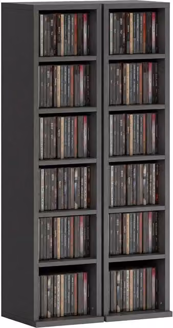 Rolipo 2 Pack Black CD DVD Media Storage Towers with Adjustable Shelves