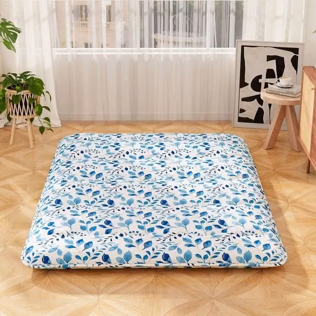 Kelvenix Blue Medium Futon Mattress with Carry Bag and Removable Cover