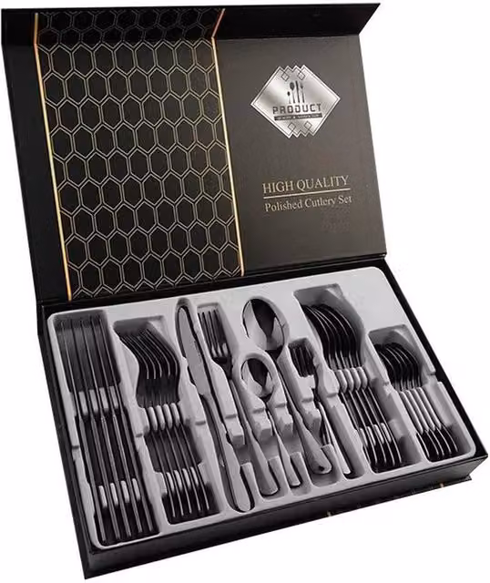 SPETLEK 30-Piece Black Coated Stainless Steel Cutlery Dinner Set