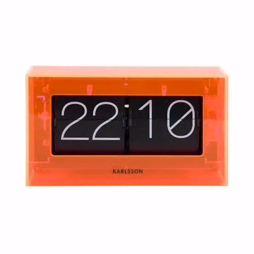PRESENT TIME Karlsson Digital Tabletop Flip Clock in Orange, W/D/H: 20.7 x 11.7 x 11.7 cm