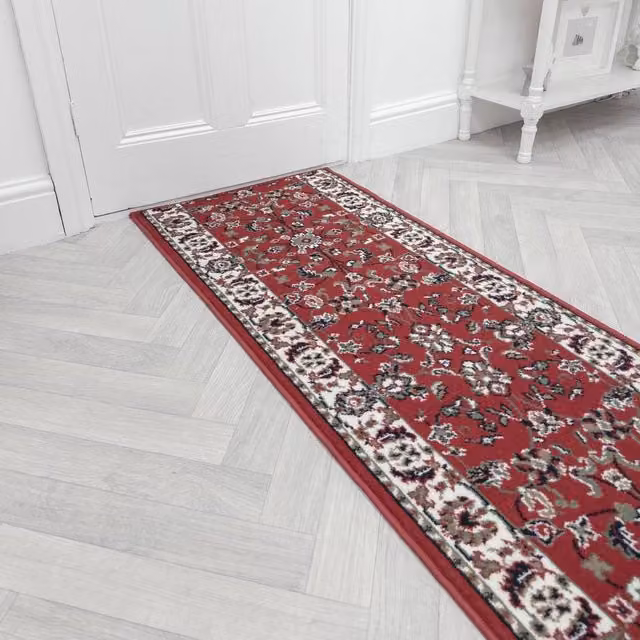 runrug Traditional Red Hallway Carpet Runner Rug, W/D/H: 60 x 300 cm