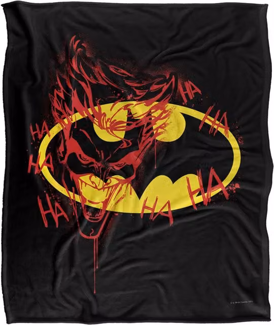 DC Comics Batman Joker Graffiti Blanket in White, W: 152 cm, D: 127 cm