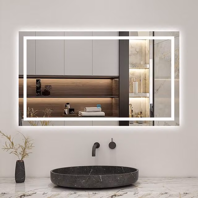 AicaBathroom Dimmable LED Wall Mirror in White, Width: 120 cm