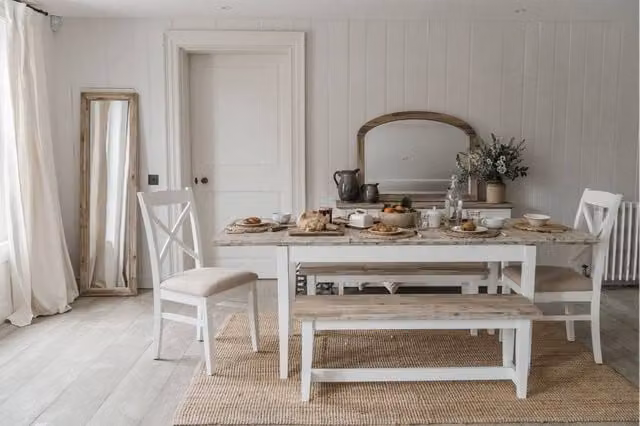 Statement Furniture Florence Extendable Rectangular Kitchen Dining Table in White