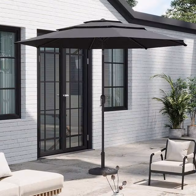 Breeins 3 Tier Cantilever Parasol with Cement Base in Dark Grey