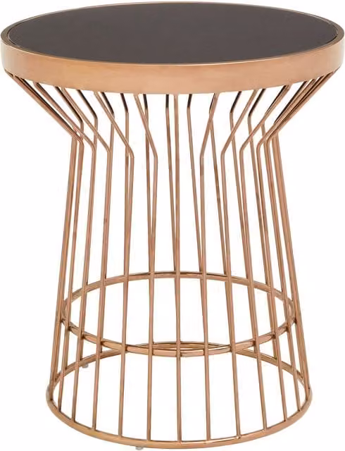 Orsina Round Glass and Metal Side Table in Gold and Black, W/D/H: 50 x 50 x 57 cm