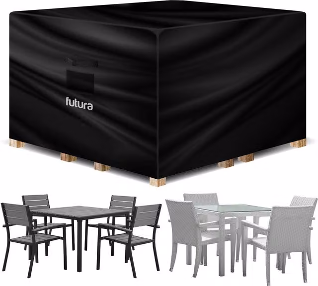 Futura Square Waterproof Garden Furniture Cover in Black, L 250 x W 250 x H 90 cm