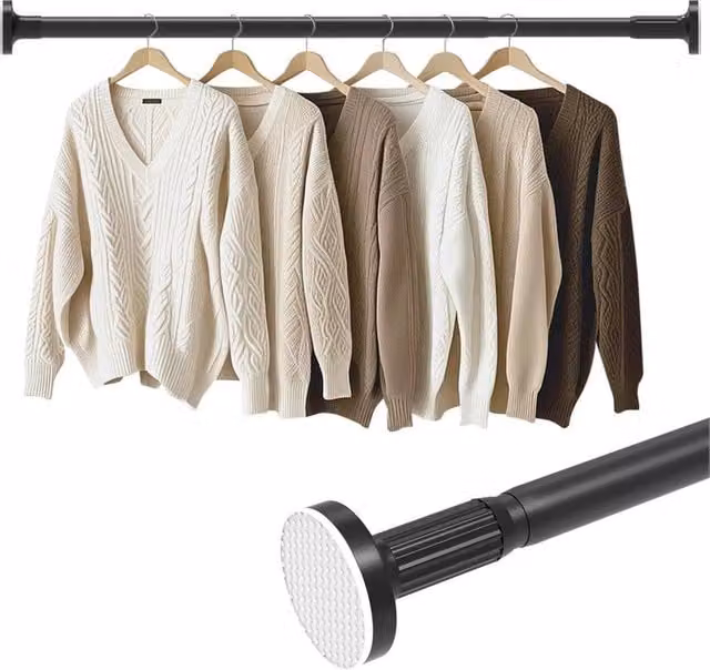 SPETLEK Matt Black Metal Garment Rack with Continuous Linear Rail, W/D/H: 90 x 50 x 160 cm