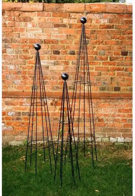 Poppyforge Hampton Steel Obelisk Plant Border Support in Black, Height: 152.4 cm