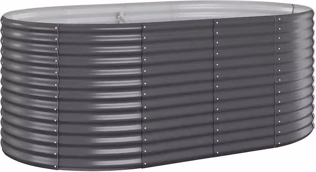 Berkfield Home Garden Powder-coated Steel Raised Bed in Anthracite Grey, W/D/H: 175 x 100 x 68 cm