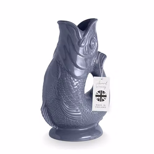 Wade Ceramic Fish Jug in Grey and White, 0.6 l