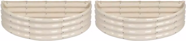 Harbour Housewares Semicircular Galvanised Steel Raised Garden Beds, 2 Piece Set, White, W: 120 cm, D: 60 cm