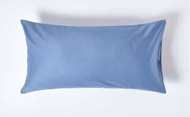 Homescapes Blue Egyptian Cotton King Size Housewife Pillowcase, 1000 Thread Count Mako Satin