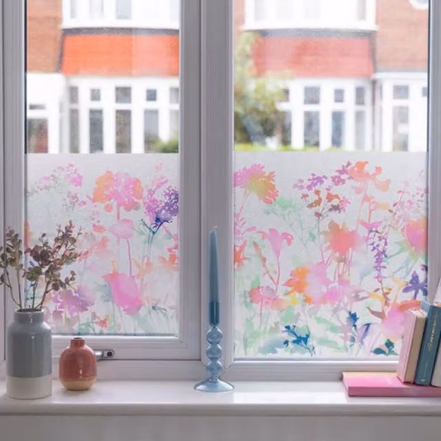 dc fix Miraflores Premium Static Cling Window Vinyl Wrap in White and Multicolour
