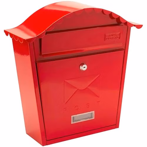 Burg-Wächter Red Classic Wall Mounted Galvanised Steel Lockable Weatherproof Post Box W: 36 cm, H: 37 cm, D: 13 cm